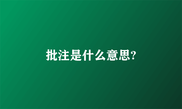 批注是什么意思?