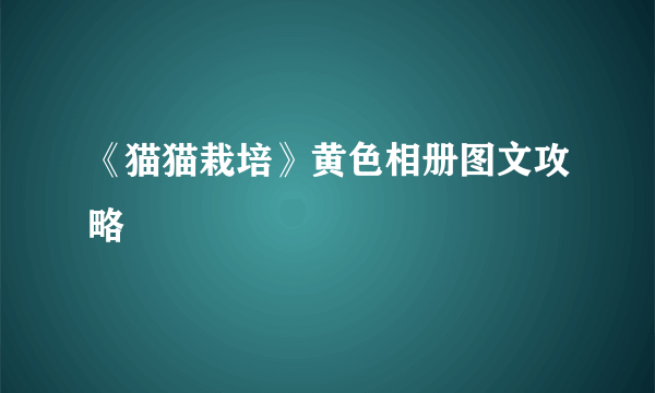 《猫猫栽培》黄色相册图文攻略