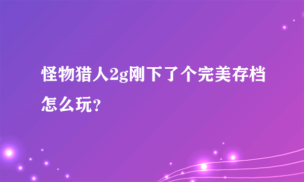 怪物猎人2g刚下了个完美存档怎么玩？