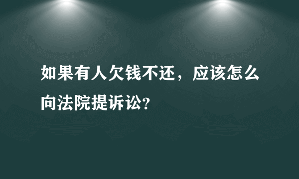 如果有人欠钱不还，应该怎么向法院提诉讼？