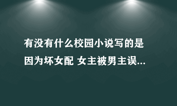 有没有什么校园小说写的是 因为坏女配 女主被男主误会 但后来还是在一起了【