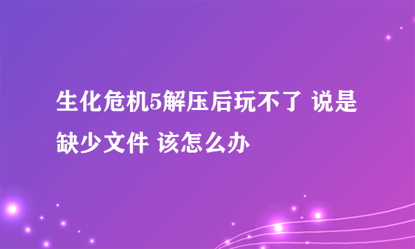 生化危机5解压后玩不了 说是缺少文件 该怎么办