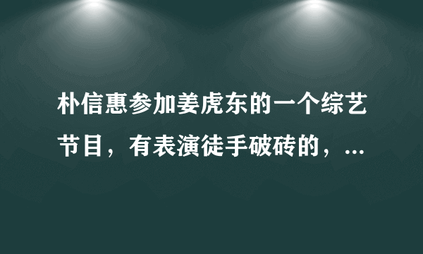 朴信惠参加姜虎东的一个综艺节目，有表演徒手破砖的，叫什么？