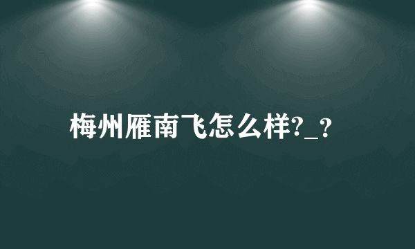 梅州雁南飞怎么样?_？