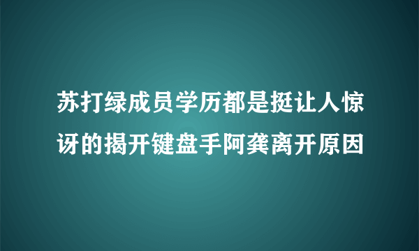 苏打绿成员学历都是挺让人惊讶的揭开键盘手阿龚离开原因