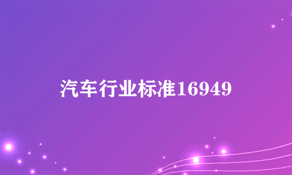 汽车行业标准16949