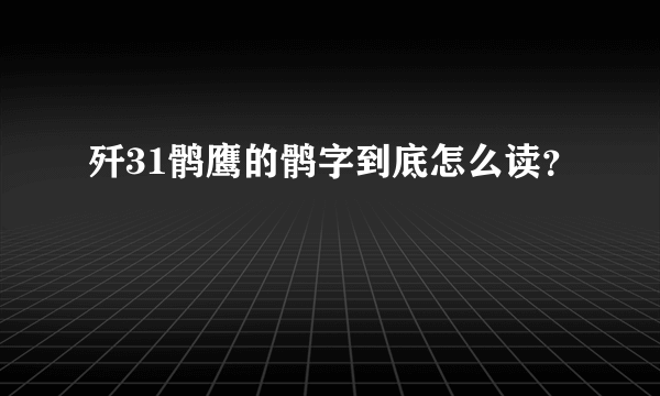 歼31鹘鹰的鹘字到底怎么读？