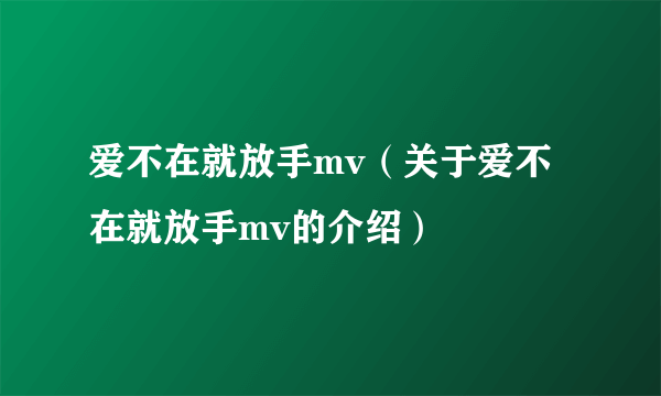 爱不在就放手mv（关于爱不在就放手mv的介绍）