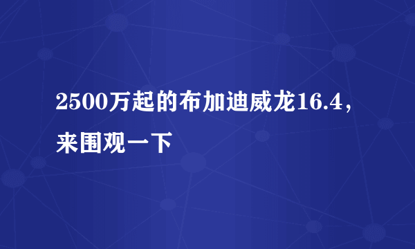 2500万起的布加迪威龙16.4，来围观一下