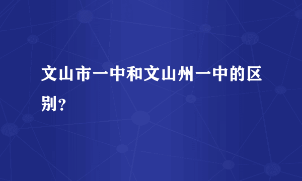 文山市一中和文山州一中的区别？