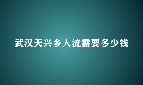 武汉天兴乡人流需要多少钱