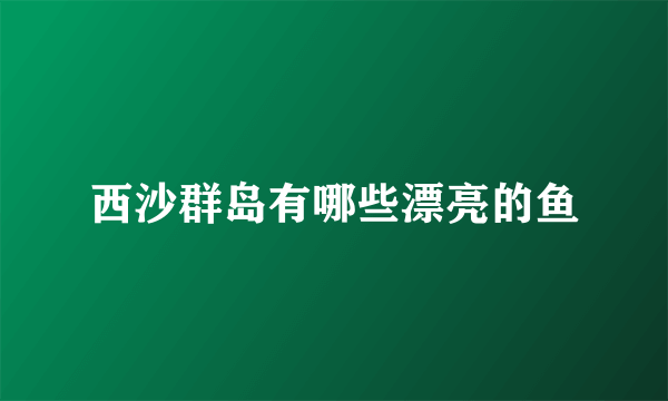 西沙群岛有哪些漂亮的鱼