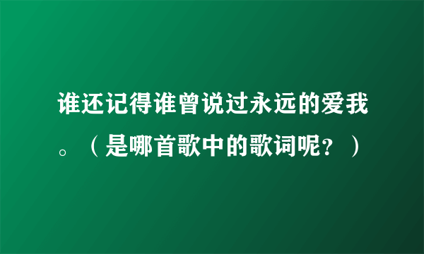 谁还记得谁曾说过永远的爱我。（是哪首歌中的歌词呢？）