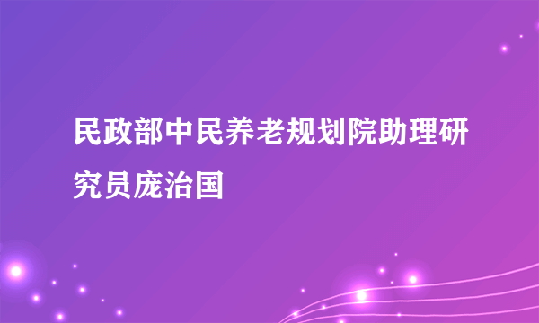 民政部中民养老规划院助理研究员庞治国