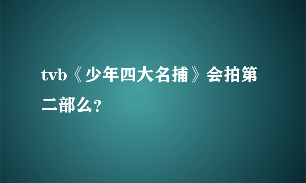 tvb《少年四大名捕》会拍第二部么？