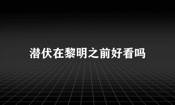 潜伏在黎明之前好看吗