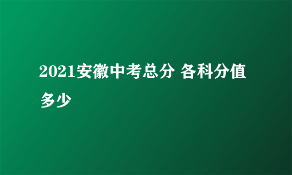 2021安徽中考总分 各科分值多少