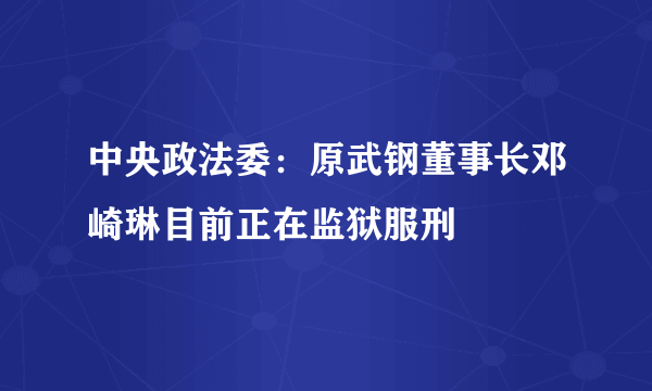 中央政法委：原武钢董事长邓崎琳目前正在监狱服刑