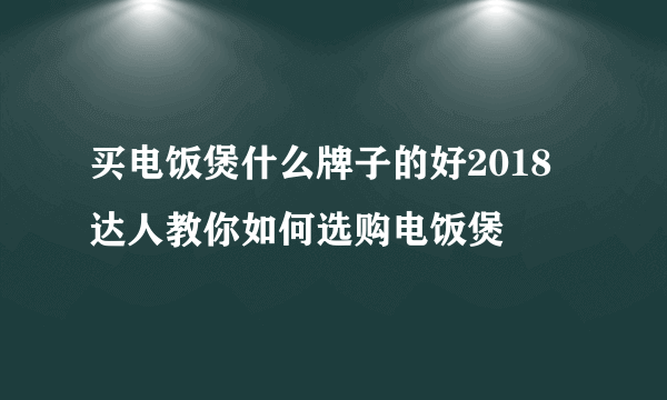 买电饭煲什么牌子的好2018 达人教你如何选购电饭煲