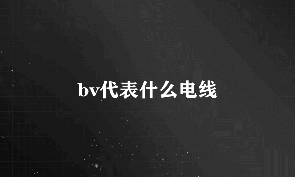 bv代表什么电线