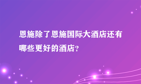 恩施除了恩施国际大酒店还有哪些更好的酒店？