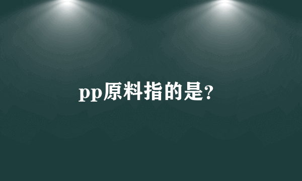 pp原料指的是？