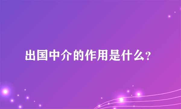 出国中介的作用是什么？