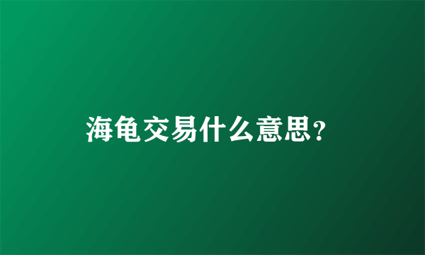 海龟交易什么意思？