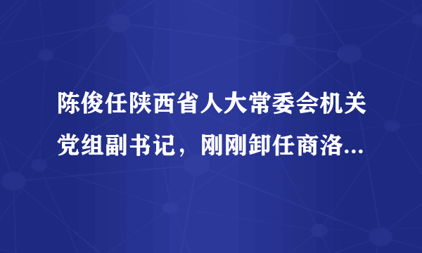 陈俊任陕西省人大常委会机关党组副书记，刚刚卸任商洛市委书记