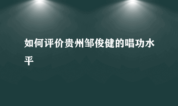 如何评价贵州邹俊健的唱功水平