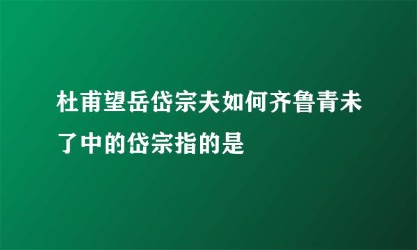 杜甫望岳岱宗夫如何齐鲁青未了中的岱宗指的是