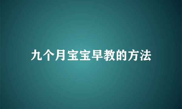 九个月宝宝早教的方法