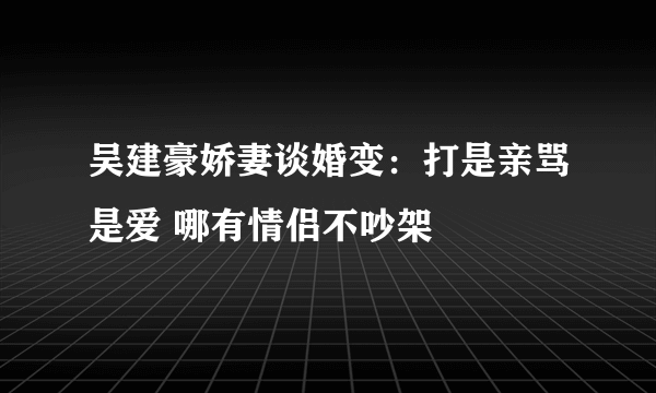 吴建豪娇妻谈婚变：打是亲骂是爱 哪有情侣不吵架