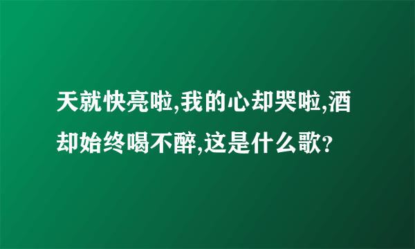 天就快亮啦,我的心却哭啦,酒却始终喝不醉,这是什么歌？