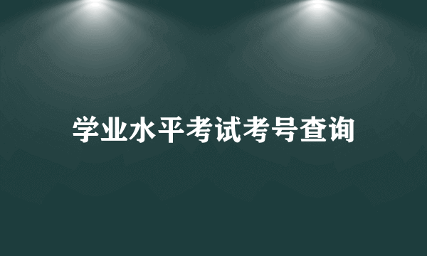 学业水平考试考号查询