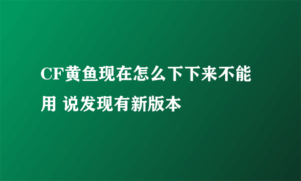 CF黄鱼现在怎么下下来不能用 说发现有新版本