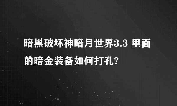 暗黑破坏神暗月世界3.3 里面的暗金装备如何打孔?