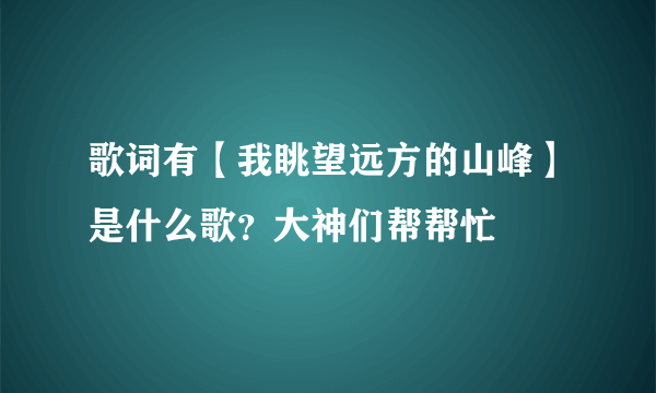 歌词有【我眺望远方的山峰】是什么歌？大神们帮帮忙