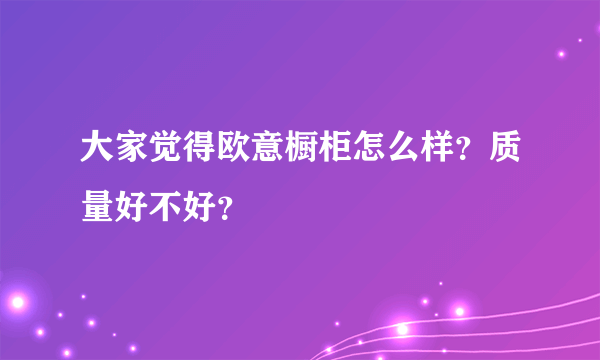 大家觉得欧意橱柜怎么样？质量好不好？