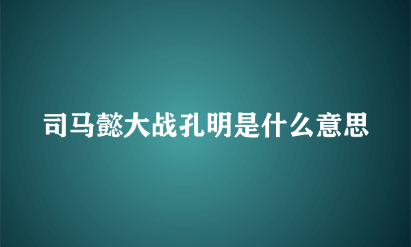 司马懿大战孔明是什么意思