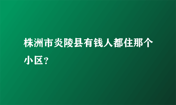 株洲市炎陵县有钱人都住那个小区？