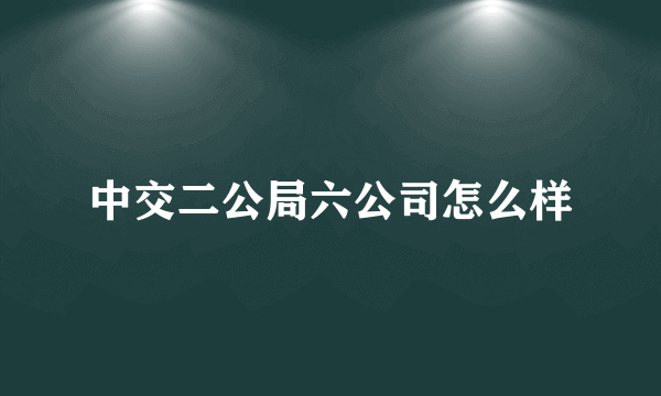 中交二公局六公司怎么样