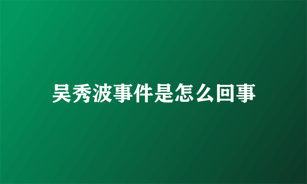 吴秀波事件是怎么回事