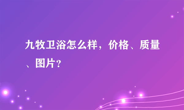 九牧卫浴怎么样，价格、质量、图片？