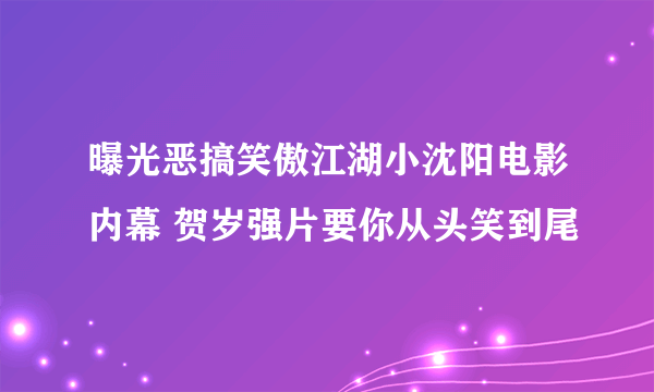 曝光恶搞笑傲江湖小沈阳电影内幕 贺岁强片要你从头笑到尾