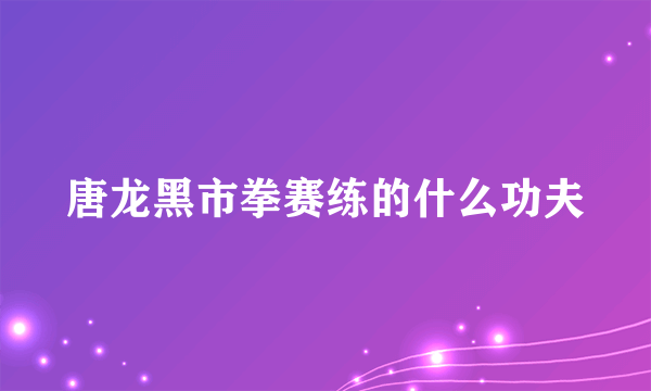 唐龙黑市拳赛练的什么功夫