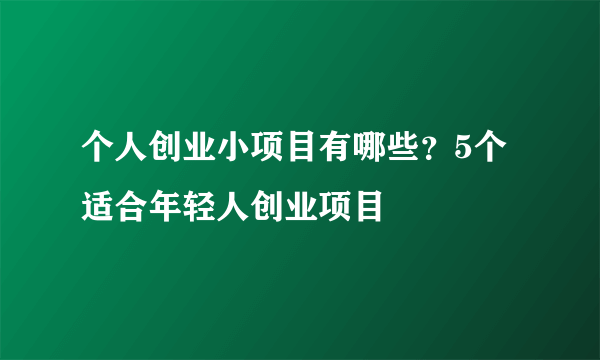 个人创业小项目有哪些？5个适合年轻人创业项目