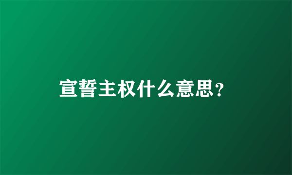 宣誓主权什么意思？