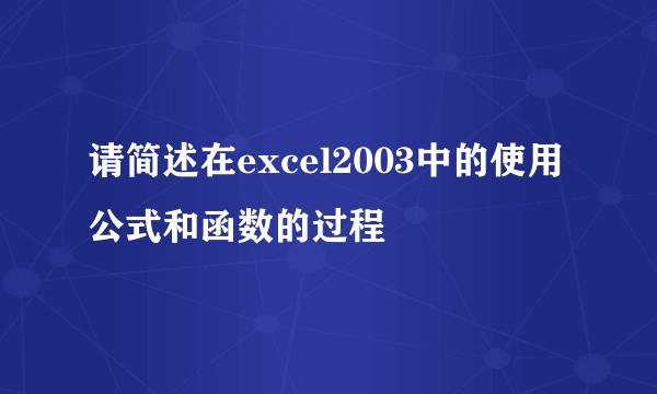 请简述在excel2003中的使用公式和函数的过程