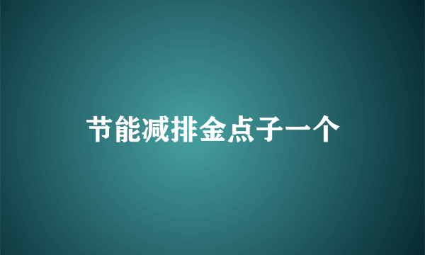 节能减排金点子一个